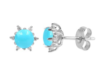 Sleeping Beauty Turquoise Stud Earrings, 925 Sterling Silver Studs, Handmade Stud Earrings, Turquoise Jewelry Tiny Stud Earring Gift for her