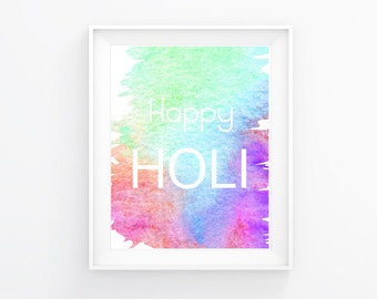 Happy Holi Watercolor Digital Print 8.5 x 11 PLUS Bonus Punjabi English Crossword Puzzle for Kids DIGITAL DOWNLOAD