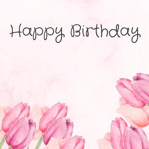 Cartão de aniversário com motivo de tulipa | Cartão de aniversário floral digital | Baixar | Cartão floral para imprimir | Download instantâneo