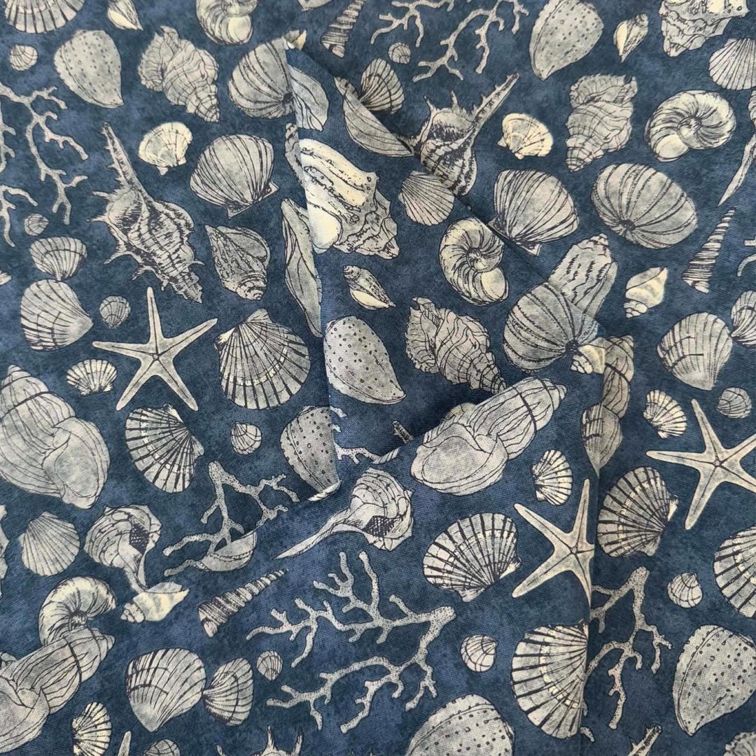 Serena Shores Coastal Blue Shell Fabric by Moda Fabrics - 100% Cotton ...