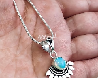 Halskettinghanger van natuurlijke opaal en 925 sterling zilver