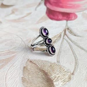 Natural Amethyst Ring/ Designer 925 Sterling Silver Ring For Women/ Handmade Multi Gemstone Ring/ Promise Ring Gifts For Her/ Christmas Gift