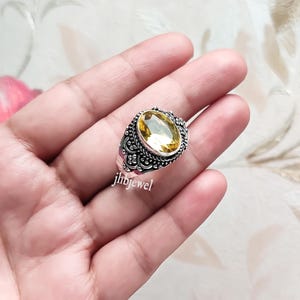 Natural Citrine Ring/Handmade Designer 925 Silver Ring For Women/Yellow Gemstone Ring/Big Oval Gemstone Ring/ Promise Ring/ Christmas Gifts