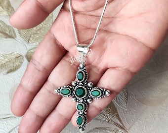 PENDENTIF BIJOUX EN Argent Sterling 925 Croix Grenat Et Pierres Précieuses... EUR 24,11 - FR