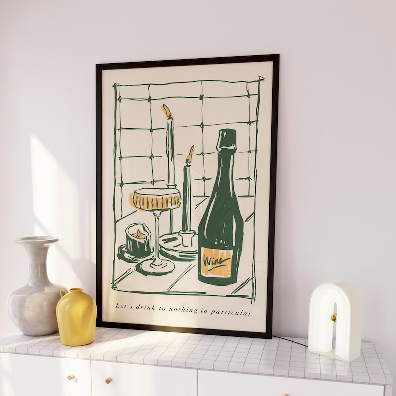 Set of 3 Green Kitchen Prints, Dolce Vita Trendy Kitchen Wall Art, Modern Dining Room Decor, Chef Was Cute Poster, Neutral Apartment Prints image 7