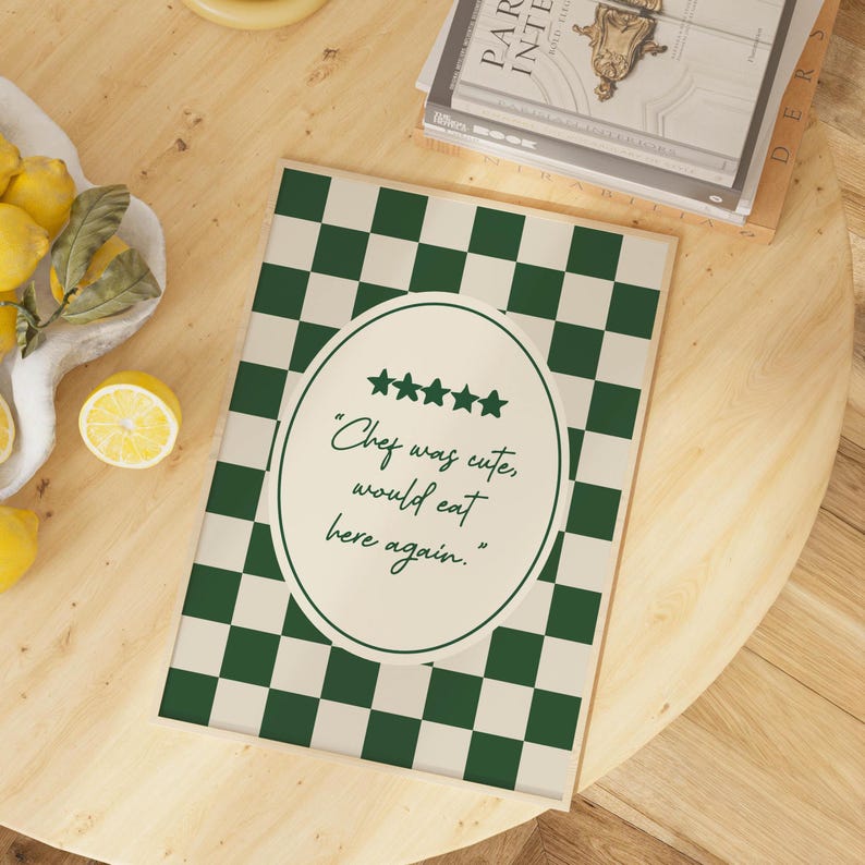 Set of 3 Green Kitchen Prints, Dolce Vita Trendy Kitchen Wall Art, Modern Dining Room Decor, Chef Was Cute Poster, Neutral Apartment Prints image 6
