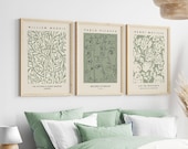 Set of 3 Sage Green Prints, Sage Wall Art, Matisse Poster, William Morris Print, Picasso, Green Wall Art, Living Room Art, Bedroom Prints