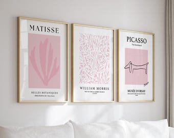 Láminas de arte rosa de Matisse, Morris y Picasso, juego de 3