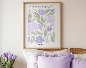 Amalfi Flower Market Print, Lilac Floral Exhibition Poster