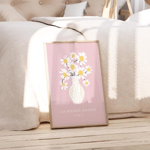 Pink Daisy Print, Light Pink Print, Pink Bedroom Art, Paris Wall Art, Exhibition Art, Dorm Wall Art, Pastel Wall Art, Dopamine Decor