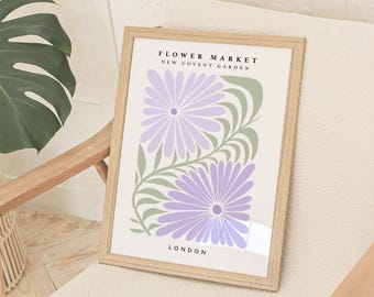 London Flower Market Print, Lilac Floral Wall Art