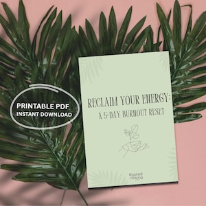 Burnout Reset Journal Printable Workbook for Emotional Exhaustion, Mental Fatigue, Self-Care, Reflection Prompts, and Mind-Body Wellness