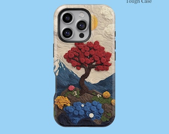 Faux Embroidered Floral Wildflower Phone Cover For iPhone 16 15 14 13 12 11 XS XR 8 Pro Plus Max MagSafe Galaxy S25 S24 S23 S22 Ultra Cover