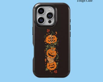 Retro Halloween Scary Pumpkin Phone Case For iPhone 16 15 14 13 12 11 XS XR Pro Max Tough MagSafe Galaxy S25 S24 S23 S22 S21 FE Ultra Cover
