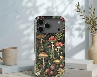 Vintage Wildflower Jungle Mushrooms Phone Case Design For iPhone 18 17 16 15 14 13 12 11 Pro Max MagSafe Galaxy S26 S25 S24 FE Ultra Cover