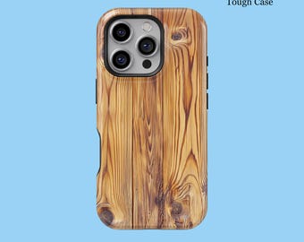 Retro Oak Wood Grain Phone Case For iPhone 16 15 14 13 12 11 XS XR Pro Plus Max Tough MagSafe Samsung S25 S24 S23 S22 S21 S20 FE Ultra Cover