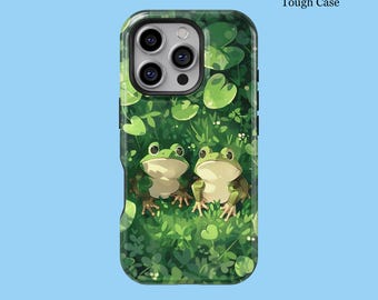 Frog and Toad Phone Case - Green Aesthetic Cover For iPhone 16 15 14 13 12 11 Pro Max Tough MagSafe Galaxy S25 S24 S23 S22 Plus Ultra Case