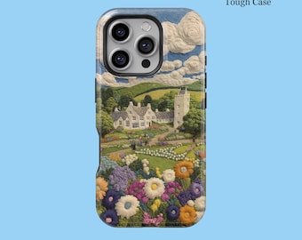 Cute Floral Embroidered Plush Blooming Wildflowers Daisies Phone Case For iPhone 16 15 14 13 12 11 Pro Max MagSafe Galaxy S25 S24 Ultra Case