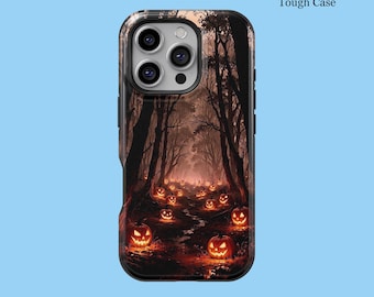 Halloween Forest Scary Pumpkin Phone Case For iPhone 16 15 14 13 12 11 XS XR Pro Max Tough MagSafe Galaxy S25 S24 S23 S22 S21 FE Ultra Cover