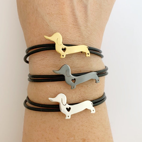 Gold or Silver Dachshund Bracelet, Gold Plated Teckel Bracelet, Dachshund charm, Dachshund Gift, Dachshund jewelry for women, Pet Jewelry