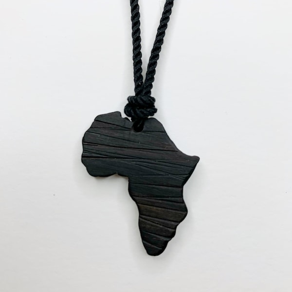 Ebony Africa Map Necklace, Map Pendant, Africa Ethiopia Jewelry, Custom Jewelry, Personalized Pendant, Wood Necklace Men, Africa Pendant
