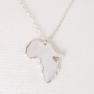 Silberne Afrika-Halskette, Afrika-Karte-Halskette, Afrika-förmige Halskette, Afrika-Kette, Afrika-Anhänger, Afrika-Kontinent, Silberne Karte-Halskette