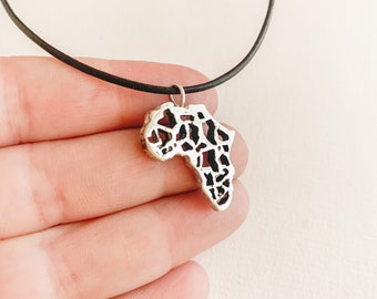 Silver Africa Map 925 Sterling Silver Necklace, Africa Shaped Necklace, Africa Chain, Africa Pendant, Africa Continent, Silver Map Necklace