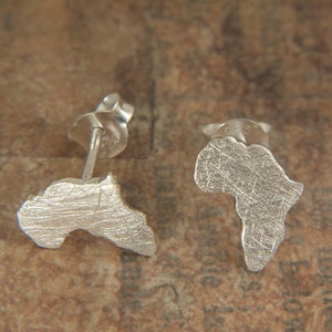 Pendientes de África, pendientes de mapa de plata, pendientes de Etiopía, mapa de África de plata, pendientes de plata Etiopía, joyería personalizada, pendientes personalizados imagen 4