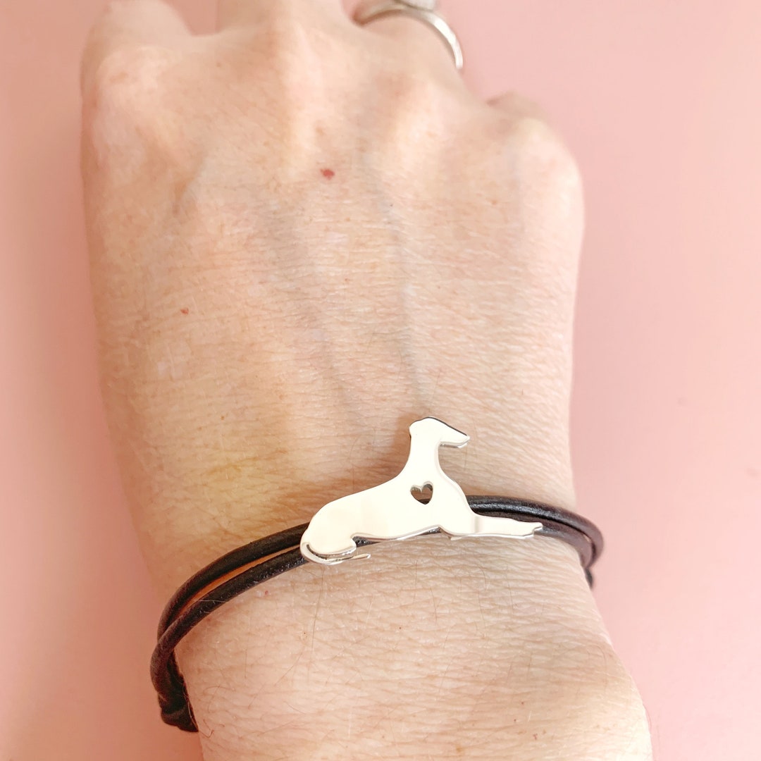Silver Greyhound Bracelet, Silver Lurcher Bracelet, Dog Charm