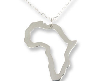 Halskette mit Afrika-Landkarte – Handgefertigter Anhänger aus Sterlingsilber, minimalistischer Afrika-Schmuck