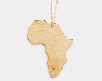 18K Gold Plated Africa Map Necklace, Africa Pendant, Africa Lover Gift, Handmade Africa Jewelry