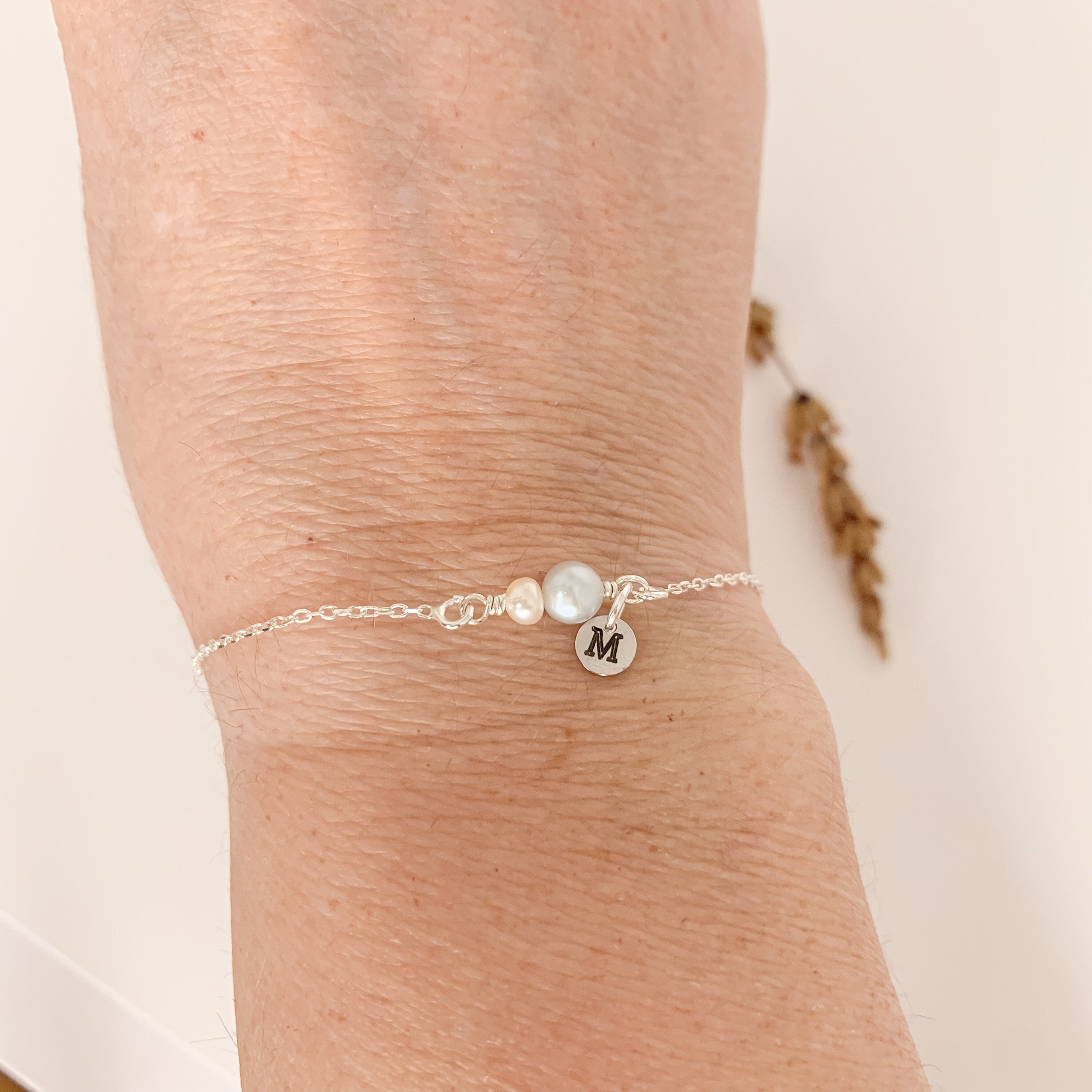 Personalized Initial Pearl Bracelet, Custom Silver Bracelet, Something…