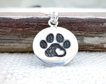 Halskette aus Sterlingsilber mit Pfotenabdruck, Pfotenabdruck-Anhänger, Schmuck für Hundebesitzerinnen, Erinnerungsstück an Haustiere, minimalistische Tierkette