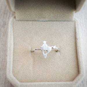Bague Inde carte, bague Inde personnalisée, bijoux indiens, Inde en forme, bague Inde en argent, bijoux personnalisés, bague personnalisée dans une boîte cadeau kraft