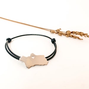 Bracelet carte d'Andalousie, cadeau Andalousie, bracelet personnalisé, pendentif Andalousie en argent, bracelet carte en argent, breloque Andalousie