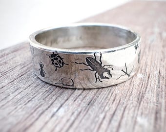 Sterling Silver Bug Ring, Insect Ring, Nature Inspired Jewelry, Woodland Ring, Gift for Nature Lover