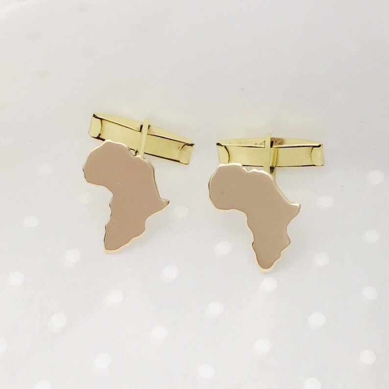 Cufflinks Africa Silver Map Cufflinks Gold AFrica Map Etsy