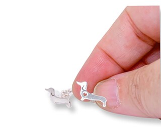 Orecchini Bassotto Con Cristalli Rosa – Argento 925 Per Lei E Bambina | Gioiello Cane Elegante