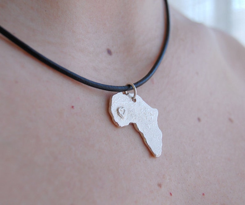 Africa Necklace Africa Map Pendant Africa Heart Necklace Etsy