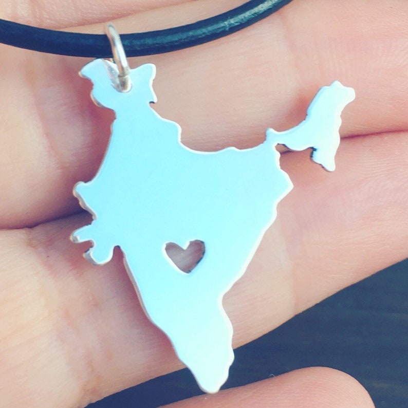 India Necklace Map Personalized Pendant Nova Delhi Image 0
