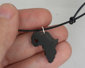 Collar de África de ébano, mapa de África de ébano, colgante de mapa personalizado, mapa de África, collar de mapa de madera, joyería personalizada, mapa de África personalizado