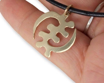 ADINKRA Halskette, Gold Afrika Halskette, Ghana Anhänger, Gye Nyame Halskette, kundenspezifischer Schmuck personalisierter Anhänger, Adinkra Symbol freies Geschenk