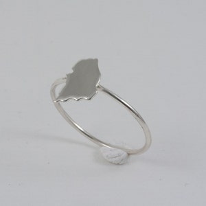 Anillo de Corea del Sur, anillo de Corea de plata, banda de mapa, anillo de mapa personalizado, mapa de Corea del Sur de plata, anillo de mapa de plata, joyería de Corea del Sur