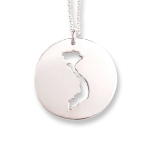 Vietnam Necklace, Vietnam Map, Silver Map Necklace, Vietnam Pendant , Adoption Necklace, Map Pendant, Adoption Gift, Travel Gift