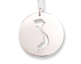 Collar de Vietnam, Mapa de Vietnam, Collar de mapa de plata, Colgante de Vietnam, Collar de adopción, Colgante de mapa, Regalo de adopción, Regalo de viaje