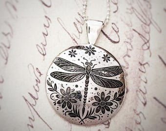 Sterling Silver Dragonfly Necklace, Nature Inspired Pendant, Insect Jewelry, Woodland Gift, Minimalist Necklace