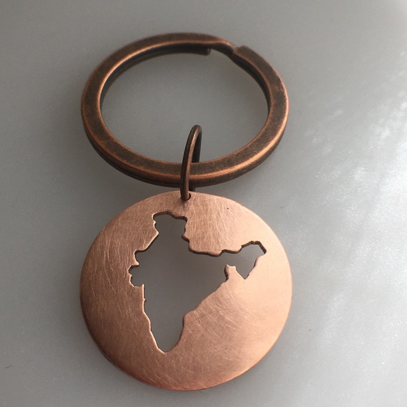 India Map Keychain Copper India Keychain Adoption India shape Etsy