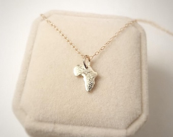 Gold Africa Map Necklace – 18k Gold Plated Africa Pendant, Handmade Africa Jewelry Gift, Travel Necklace