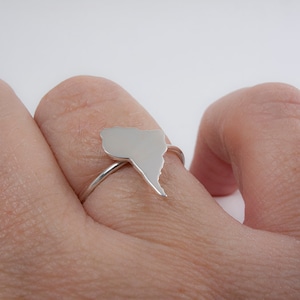 Südamerika Ring, Silber Amerika Ring, Karte Band, Südamerika Ring, Silber Karte, Silber Karte Ring, Silber Schmuck