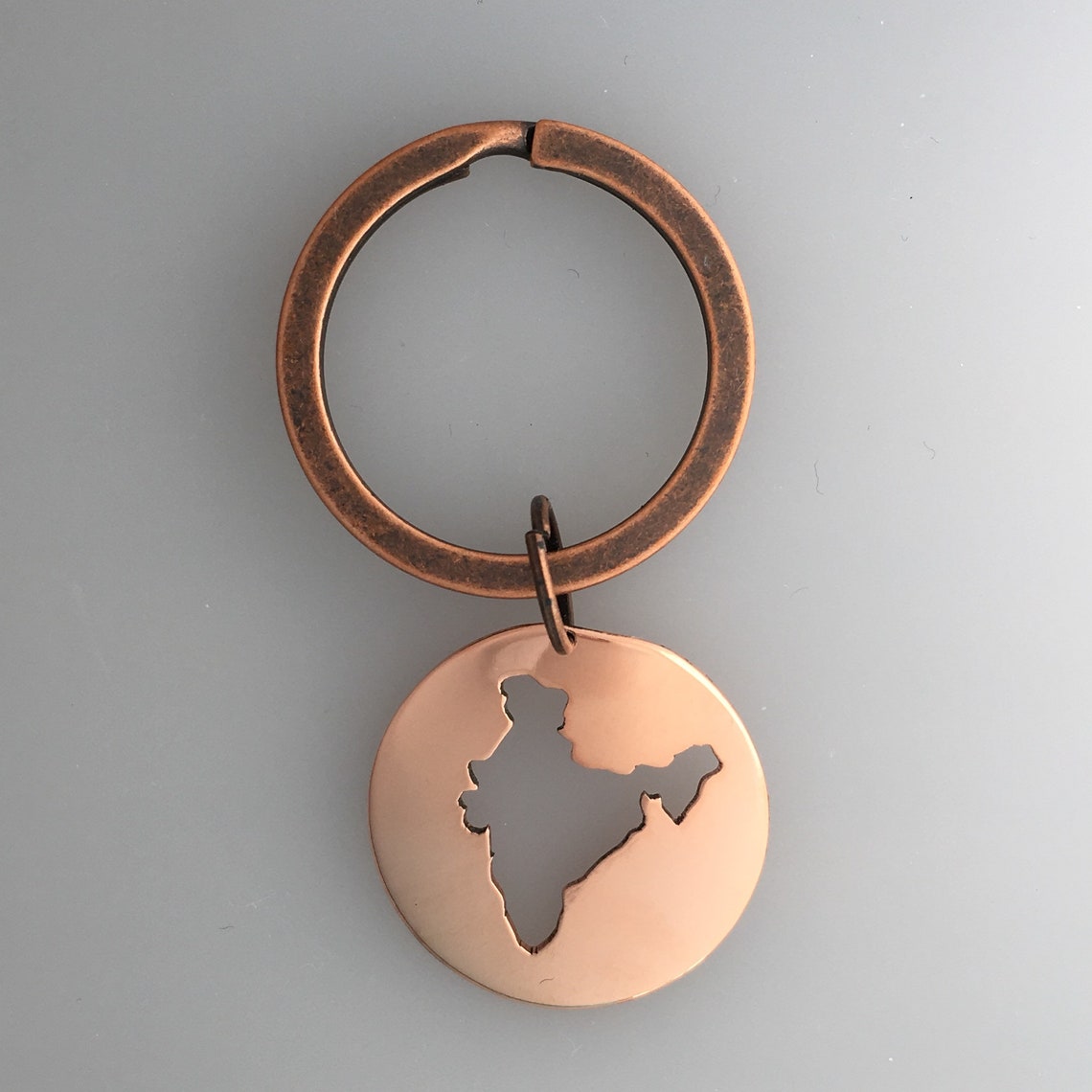 India Map Keychain Copper India Keychain Adoption India Shape Etsy